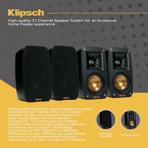 Klipsch 5.1 channel speaker system for immersive home theater experience