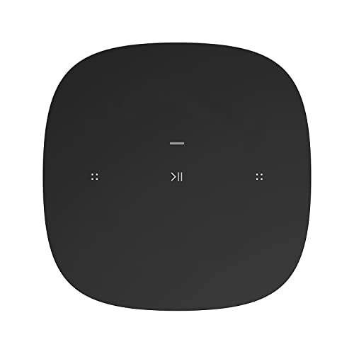 Top view of a black wireless speaker with control buttons